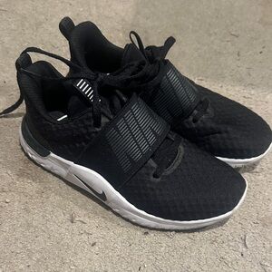 Nike Black and White Slip-On Athletic Sneakers with Midfoot Strap